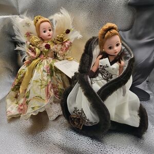 Elegant Porcelain Dolls with Floral and Fur Details
